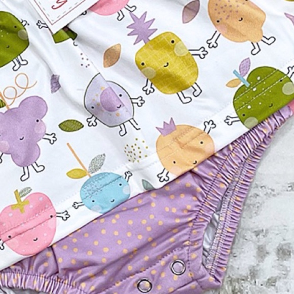 Infant girl 9/12 Funny Fruits Summer Romper Multicolored Milky Silk Fabric - Picture 3 of 6